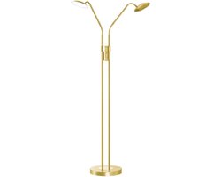 Fischer & Honsel Tallri - Moderne LED Vloerlamp - 2 x 7.5W - 135cm - Dimbaar - 3 lichtkleuren - Messing