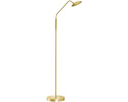 Fischer & Honsel Tallri Vloerlamp - Klassieke LED leeslamp - hoogte 135cm - 7,5W - Dimbaar - Drie verschillende lichtkleuren 2700K/3350K/4000K - Goud/messing