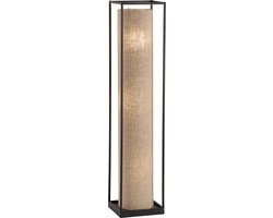 Fischer & Honsel Thor - Vloerlamp/Staande lamp - hoogte 114cm - 3x E14 excl. - Zwart frame - Beige linnen lampenkap
