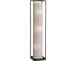 Fischer & Honsel Thor - Vloerlamp/Staande lamp - hoogte 114cm - 3x E14 excl. - Zwart frame - Wit linnen lampenkap