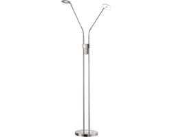 Fischer & Honsel - Vloerlamp Dent - 2x LED 6,0 W (incl). - Mat Nikkel / Chroom afwerking
