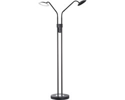 Fischer & Honsel - Vloerlamp Tallri - 135 cm - 2x LED 7,5 W (incl.) - Dimbaar - Zwarte