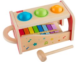 Fisher-Price houten xylophone speelgoed met hamerbank voor kinderen.