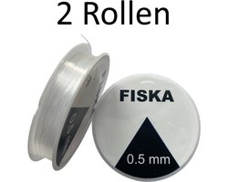 Fiska 2 Rollen Elastisch Draad- Sieraden Maken- 0.5 mm- Transparant Draad - Kralen Draad - Rijgdraad - Rekbaar Draad - Hobby Draad - Nylon Draad