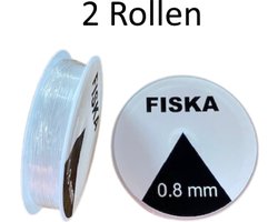 Fiska 2 Rollen Elastisch Draad- Sieraden Maken- 0.8 mm- Transparant Draad - Kralen Draad - Rijgdraad - Rekbaar Draad - Hobby Draad - Nylon Draad