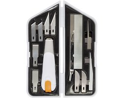 Fiskars Premium Performance Messenset - Mes, Beitel en Zaag - in Opbergdoos - 12-delig