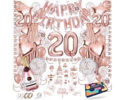 Fissaly 20 Jaar Rose Goud Verjaardag Decoratie Versiering – Feest - Helium, Latex & Papieren Confetti Ballonnen
