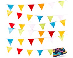 Fissaly Verjaardag Stoffen Gekleurde Vlaggetjes Slinger – Decoratie – Happy Birthday - Luxe feest versiering voor je verjaardagsfeest – Rood, Geel, Blauw, Groen, Paars, Roze & Oranje