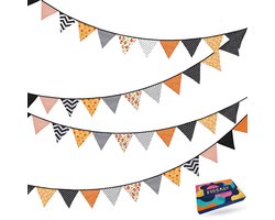 Fissaly Verjaardag Stoffen Vlaggetjes Slinger – Decoratie – Happy Birthday - Luxe feest versiering voor je verjaardagsfeest – Rood, Geel, Blauw, Groen, Paars & Oranje - Koningsdag