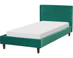 FITOU - Eenpersoonsbed - Donkergroen - 90 x 200 cm - Fluweel
