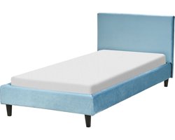 FITOU - Eenpersoonsbed - Lichtblauw - 90 x 200 cm - Fluweel