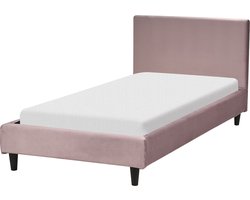 FITOU - Eenpersoonsbed - Lichtroze - 90 x 200 cm - Fluweel