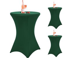 Fitted Cocktailtafelkleed Spandex Stretch met Vierkante Hoeken 32x43 Inch in Jagergroen voor Bruiloften, Feestjes en Banquets - 3 Stuks