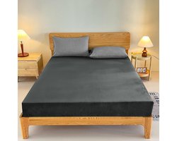 Fitted Sheet 150 x 200 cm in Antraciet - Fluffy en Zacht Fleece voor Boxspring Bed met Elastische Band, Ideaal voor de Winter