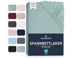 Fitted Sheet 90 x 200 cm - Brushed Polyester Microfiber - 35 cm Deep - Oeko-Tex Certified - Jersey Duvet Cover for Box Spring Beds - Green