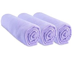 Fitted Sheet Set 3 Pieces 70 x 140 cm - 100% Cotton Jersey - Purple - Stretchy and Breathable for Healthy Sleep