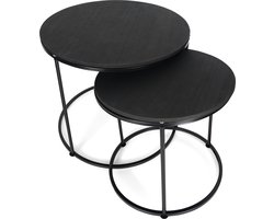 Fitz Living Salontafels - Ronde bijzettafels - Bijzettafels - 2 Stuks - Zwart