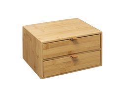Five® Bamboe bakjes met 2 lades - Hout - Duurzaam - 2 lades (25 x 14,5 x 20)