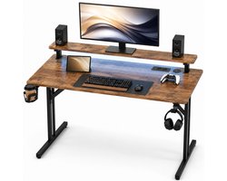 Five Stars® Game Bureau - 100x50x75 cm - Game Bureau met LED Verlichting - Rustieke Houtlook - Gaming Desk - Computertafel - RGB LED Verlichting