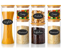 Five Stars® Voorraadpotten - 7 Delige Set - Glazen Potjes Met Deksel - BPA-vrij - Met Pen & 16 Herschrijfbare Stickers - Snoeppot