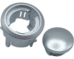 Fixem Geschikt voor Whirlpool, Ikea 481241259087, 481241129017 - Knop + knoprand voor magnetron oven - Zilver - 17 x 15,5 MM - 1 Set