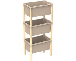 FixWood Houten 3-Laags Opbergrek – 95x30x30 cm – Multifunctioneel Rek voor Keuken, Badkamer & Speelkamer – Massief Hout & Stevig Kunststof – Eenvoudig te Monteren