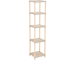 Fixwood Houten Modulaire Opbergrek – Massief Hout & Kunststof – Badkamerrek, Keukenrek of Plantenrek – 127 cm Hoog – Beige/Naturel