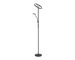 FL2011 LED Vloerlamp met Leeslamp – 20W + 7W – Afstandsbediening & Dimbaar – 3 Lichtkleuren (3000K-6500K) – Modern Zwart
