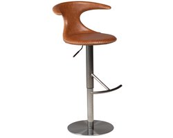 Flair Dan-Form barstoel hoogteverstelbaar echt leer bruin.