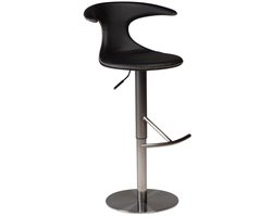 Flair Dan-Form barstoel hoogteverstelbaar echt leer zwart.