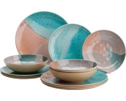 Flamefield Dunes serviesset melamine 12-delig – anti-slip, zee, strand & duinen design