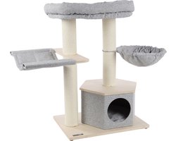 Flamingo Krabpaal Kaleb Grijs & Beige – Luxe Premium Line met hangmatten, mand én schuilplaats