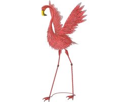 Flamingo - Metalen Beeld - Tuinbeeld - Kunst Sculptuur - Decoratie - 58x59x127