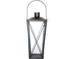 Flancy Flames Windlicht- Zilver - ijzer - 20 x 20 x 40 cm - Tuinverlichting - Kaarsenhouders - Lantaarns