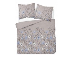 Flanel dekbedovertrek 140x200 bloemenbeige dik 160g