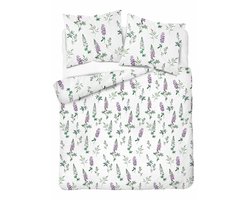 Flanel dekbedovertrek 160x200 cm met lupinebloemen