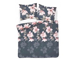 Flanel Dekbedovertrek 220x200cm Bloemen Grijs Roze Dik 160 g/m²