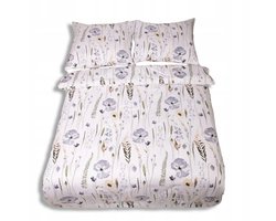 Flanel Dekbedovertrek Set 160x200cm Wit Blauw Groen Bloemen Bladeren