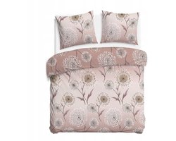 Flanel Flanelove Dekbedovertrek Set 160x200 Beige Paardenbloemen