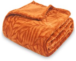 Flanel Fleece Herfstdeken - Zacht en Behaaglijk - Oranje - 150 x 200 cm