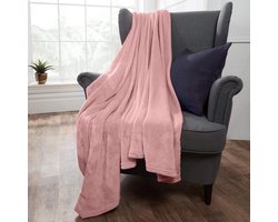Flanel Fleece Ultra Zachte Grote Deken Gooi over Pluizige Warme Sprei voor Slaapkamer Eenpersoonsbed Sofa Bank, Blush Roze - 120 x 150cm