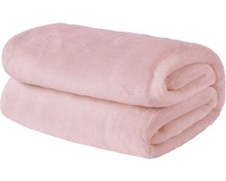 Flanel Fleece Ultra Zachte Grote Deken Gooi over Pluizige Warme Sprei voor Slaapkamer Eenpersoonsbed Sofa Bank, Blush Roze - 120 x 150cm