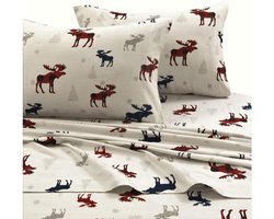 Flanel Laken Set - Beddengoed Set Hoeslaken Set - Slaapcomfort - Extra Diepe Pocket - California King - Eland Plaid