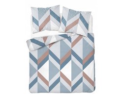 Flanellen Dekbedovertrek 140x200 Geometrisch Blauw Dik 160 g/m²