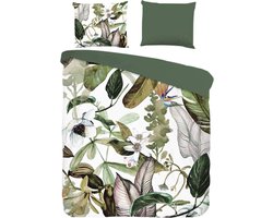 Flanellen Dekbedovertrek - 140x220cm - Tweepersoons - Inclusief Kussenslopen - 100% Flanel Katoen - Groen