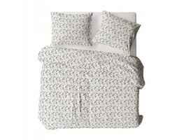 Flanellen Dekbedovertrek 160x200cm Wit Bloemig - 100% Katoen