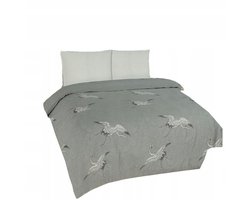 Flanellen dekbedovertrek 220x200 cm met kraanvogels - Grijs