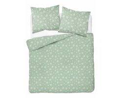 Flanellen Dekbedovertrek 220x200 Groen Wit Dik 160g