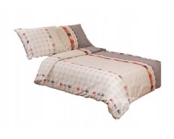 Flanellen Dekbedovertrek 220x200 Katoen Geruit Beige Grijs Rood