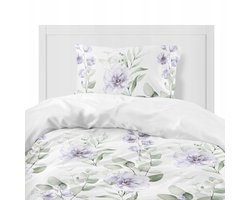 Flanellen Dekbedovertrek 220x200cm Wit Veldbloemen - 100% Katoen